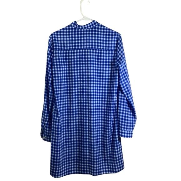 Hutch Blue and White Gingham Shirt Dress Fold Over Sleeve - Picture 4 of 7